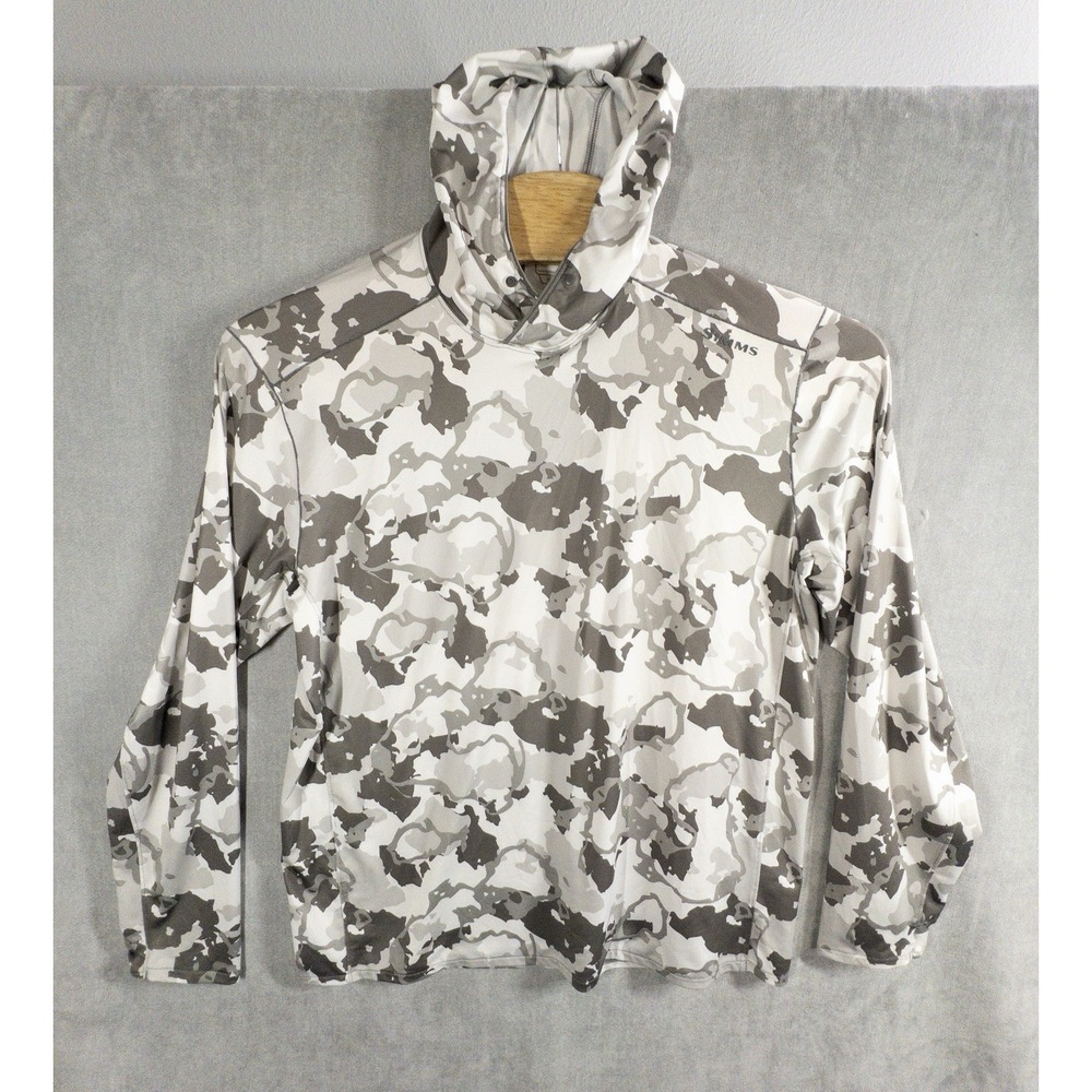 SIMMS Fishing Solar Flex Guide Camo Hoodie Mens Large Outdoors Gorpcore Camping